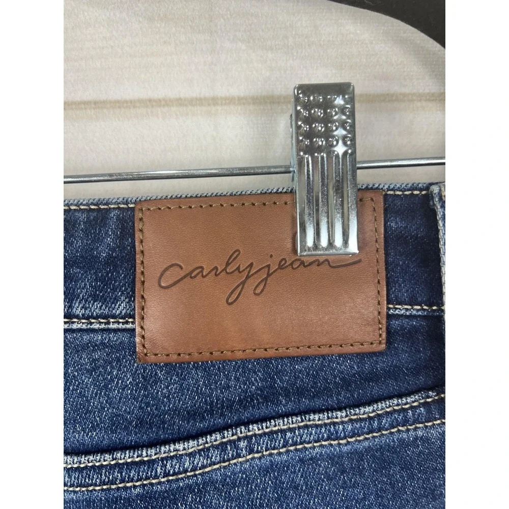 Carly Jean Los Angeles Kate Cropped Flare Jeans Womens 11 Blue Raw Hem Stretch - Picture 3 of 10